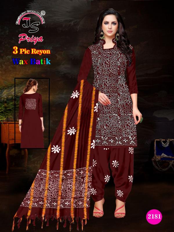 Js Priya Rayon Batic Special Cotton Designer Dress Material